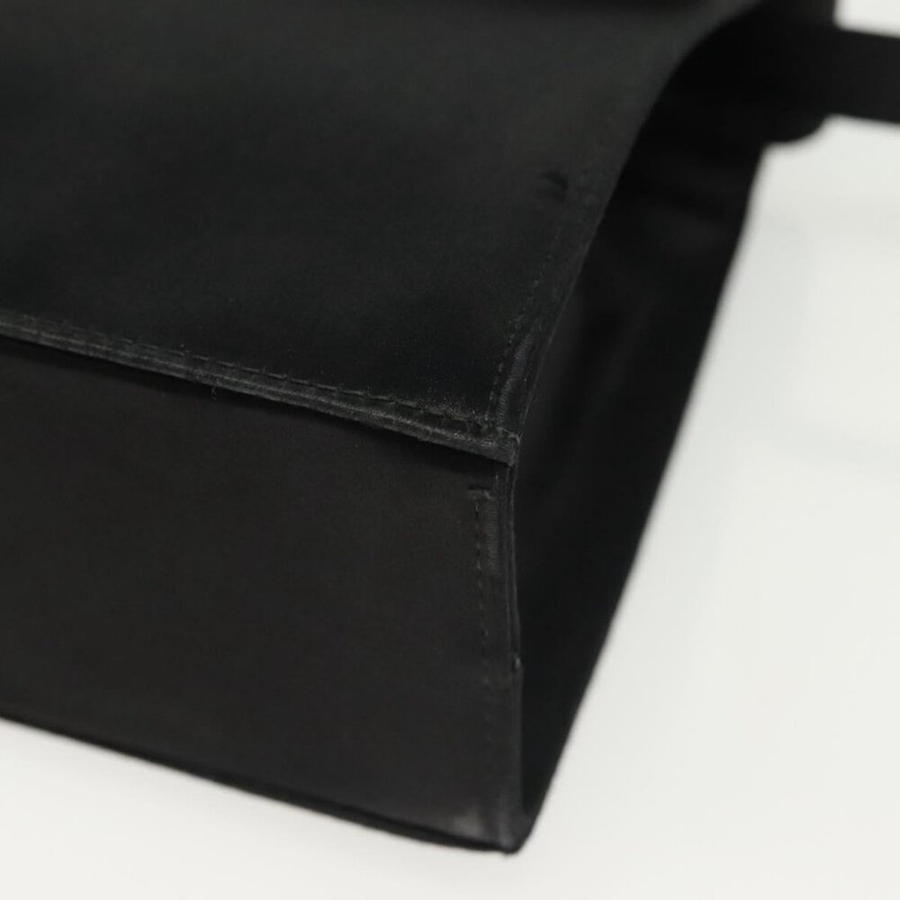 Authentic Salvatore Ferragamo Vala Shoulder Bag Satin Black Gold - Picture 8 of 16